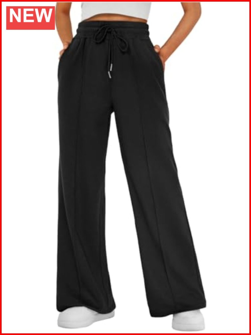 Wide Leg Sweatpants High Waist Drawstring Cotton Blend Lounge Pants